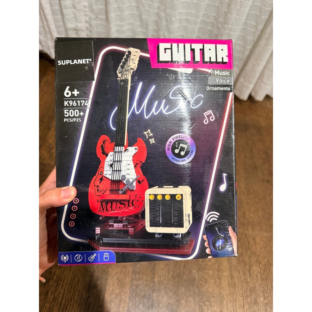 Suplanet Electric Guitar Building Set 500 Pieces Bluetooth Speaker Reverb Amp